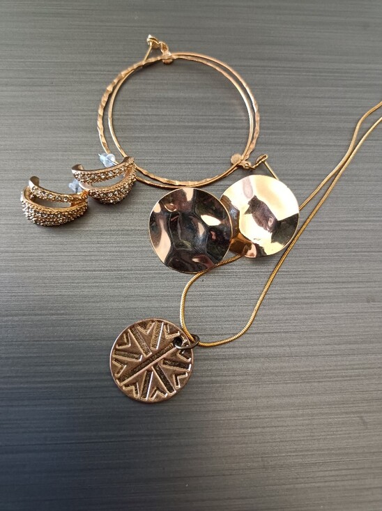 Jewelry - Gold-Tone Pendant Necklace with Geometric Disc
